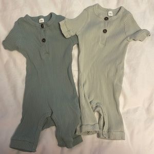 Pair of Ribbed Shorterall Onesies